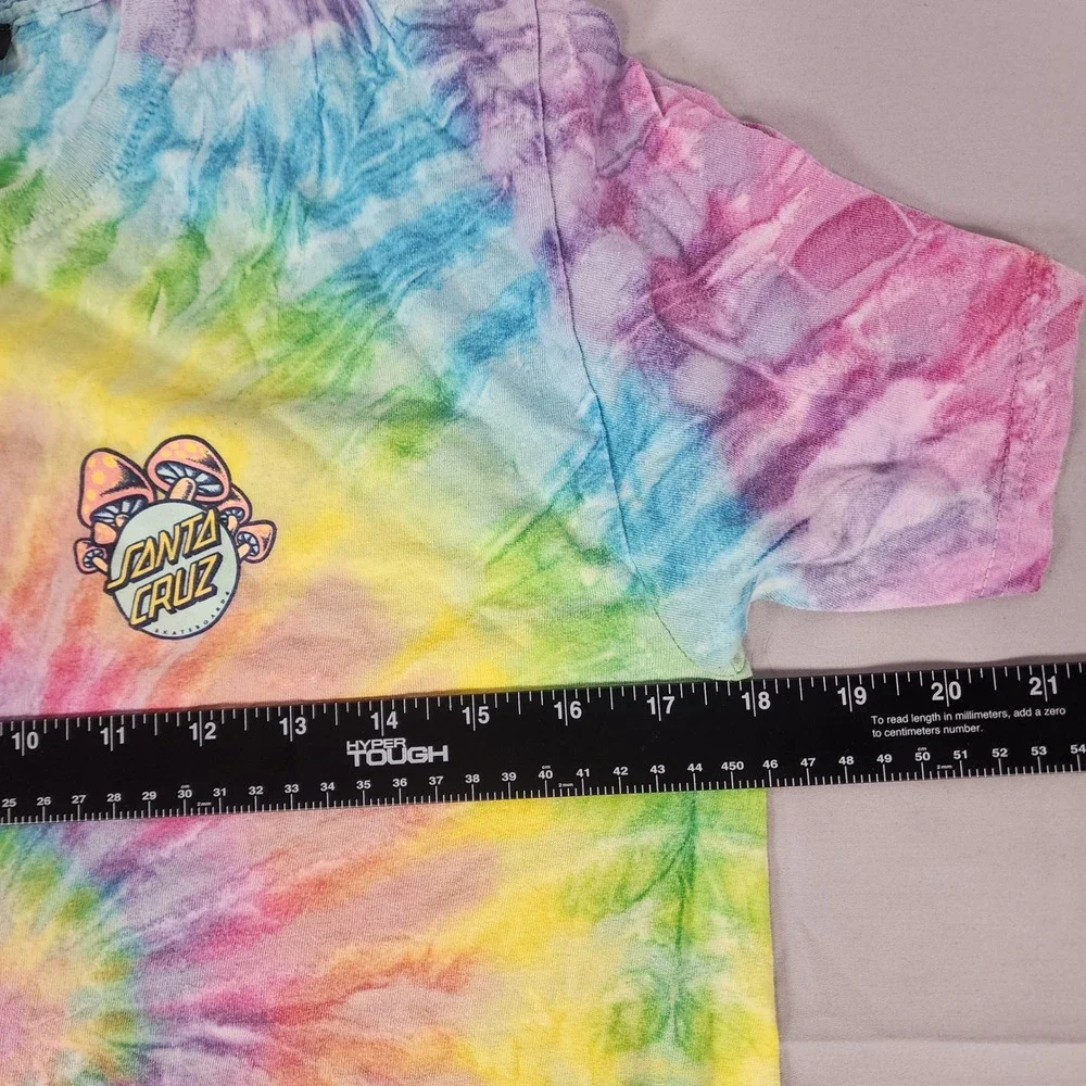 Santa Cruz Skateboards Tie Dye Mushroom Graphic T-Shirt Men Small Rainbow Spiral
